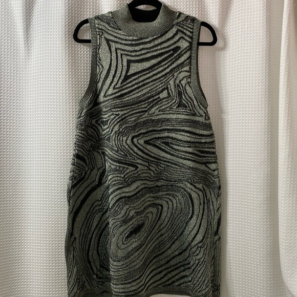 NWT Anthro Metallic Sleeveless Mock-Neck Sweater Mini Dress - Picture 7 of 11